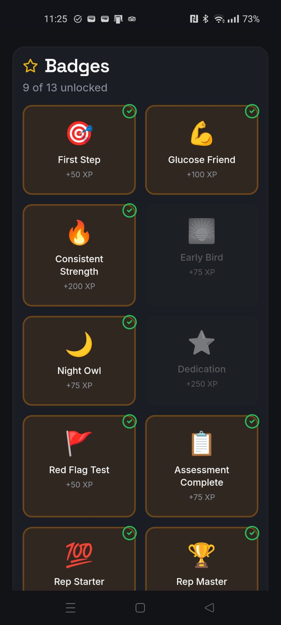 Fitness achievement badges