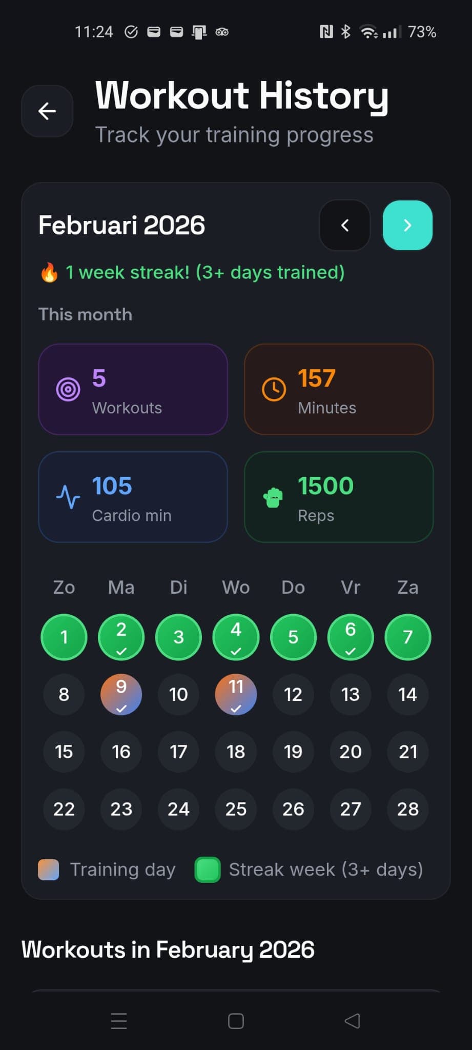 Workout progress tracking